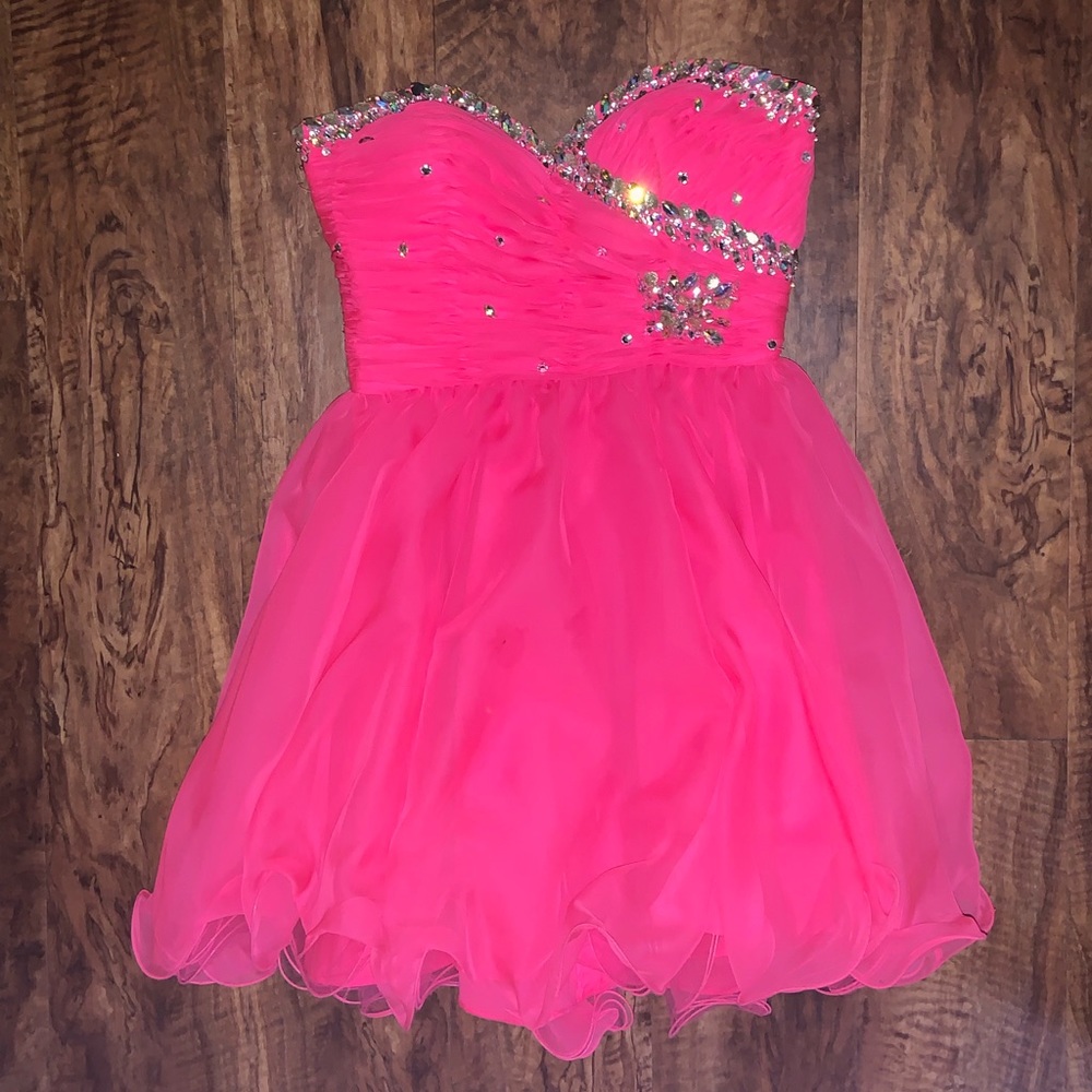 Bright pink, semi-formal short dress